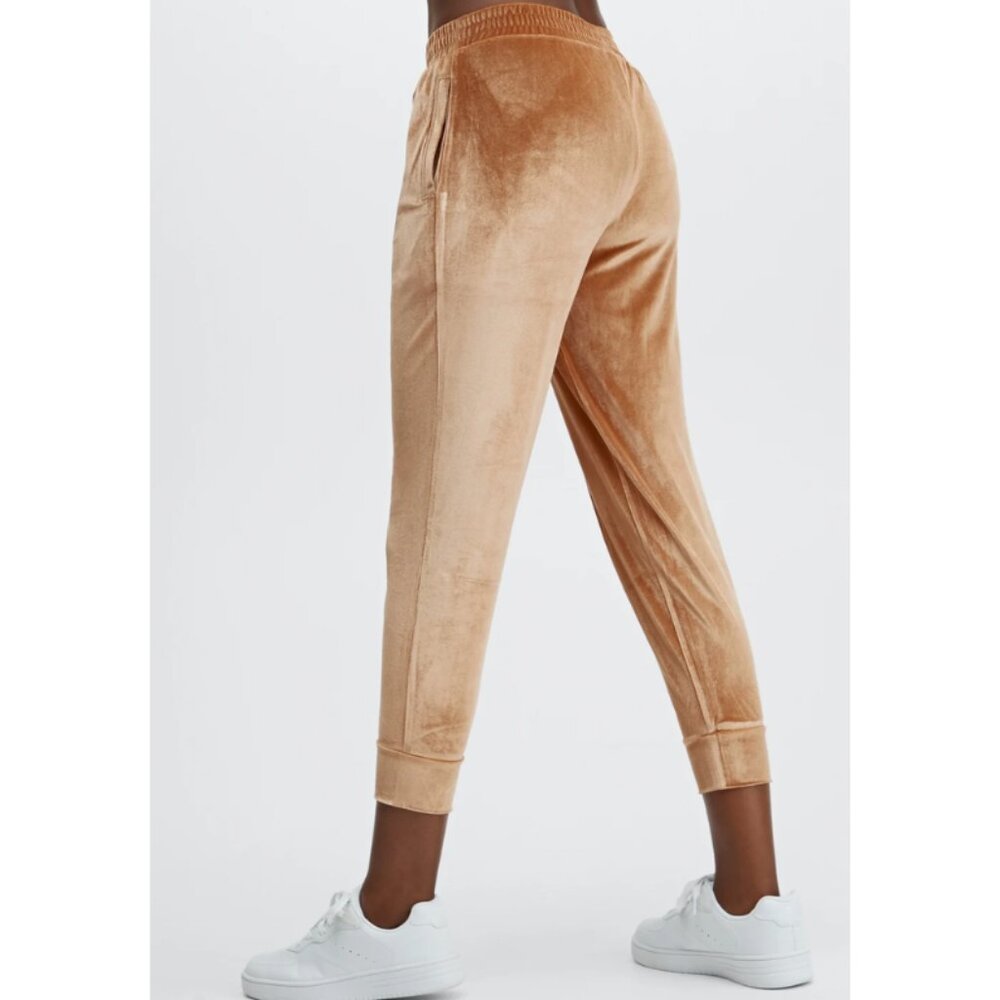 Fabletics NWT Gold Luxe Velour Elastic Waist Tapered Leg Jogger S - Picture 2 of 7